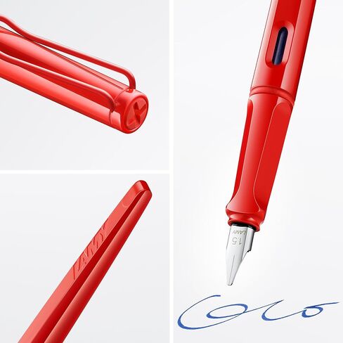 Lamy joy strawberry - calligraphy fountain pen with ergonomic grip & polished steel nib in line width 1.5 mm - Calligraphy Fountain Pen with ribbon nib - incl. ink cartridge T 10 blue in Saudi Arabia