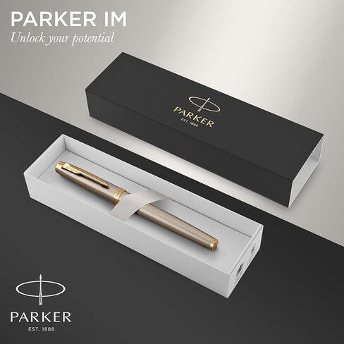 PARKER IM Fountain Pen, Brushed Metal, Fine Nib with Blue Ink Refill (1931649) in Saudi Arabia