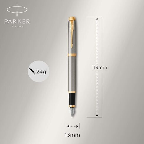PARKER IM Fountain Pen, Brushed Metal, Fine Nib with Blue Ink Refill (1931649) in Saudi Arabia