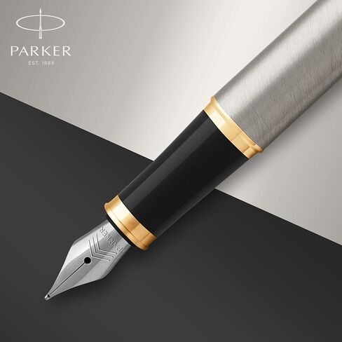 PARKER IM Fountain Pen, Brushed Metal, Fine Nib with Blue Ink Refill (1931649) in Saudi Arabia