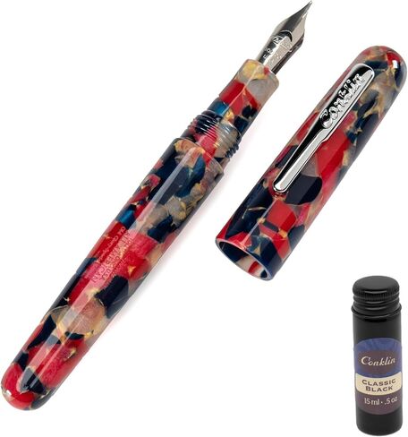 Conklin All American Fountain Pen Old Glory Special Edition – Medium Nib with Free 15ml Conklin Black Ink Bottle – Patriotic Luxury Writing Pen Gift for Collectors and Professionals in Saudi Arabia