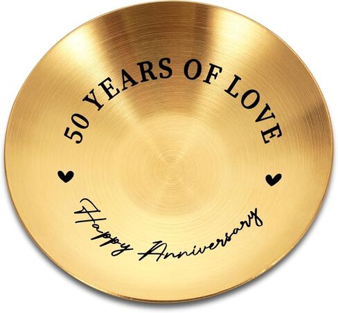 Happy 50th Anniversary Gold Gifts - 50th Wedding Anniversary for Husband Wife Couple Gifts, 50 Years Gold Anniversary Ring Holder for Parents, 50th Birthday Gifts for Mom Dad Christmas Valentines in Saudi Arabia