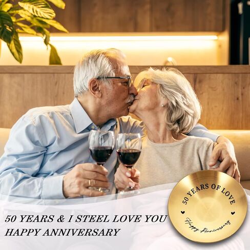 Happy 50th Anniversary Gold Gifts - 50th Wedding Anniversary for Husband Wife Couple Gifts, 50 Years Gold Anniversary Ring Holder for Parents, 50th Birthday Gifts for Mom Dad Christmas Valentines in Saudi Arabia