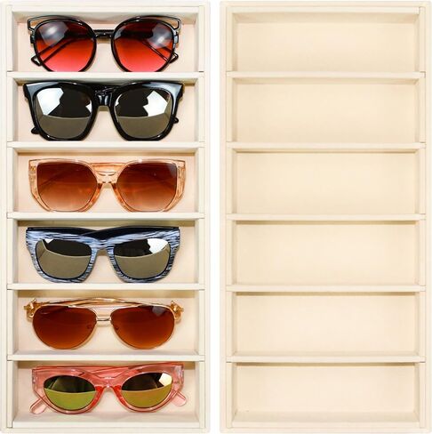 1 Pack Velvet Sunglasses Organizer Tray 6 Grid Sunglass Organizer Velvet Tray Multiple Eyeglasses Eyewear Display Case for Women/Men, Beige in Saudi Arabia