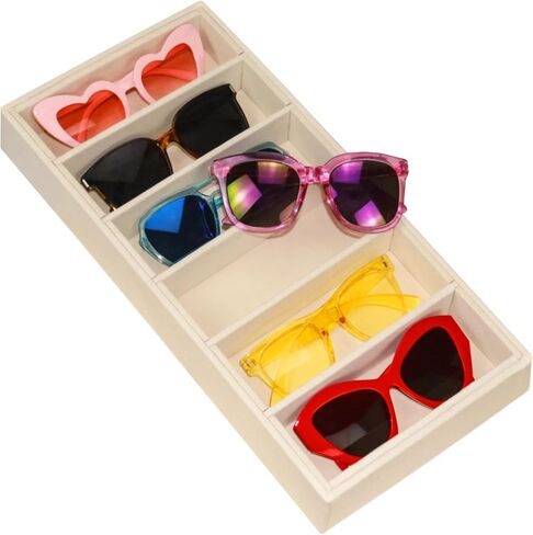 1 Pack Velvet Sunglasses Organizer Tray 6 Grid Sunglass Organizer Velvet Tray Multiple Eyeglasses Eyewear Display Case for Women/Men, Beige in Saudi Arabia