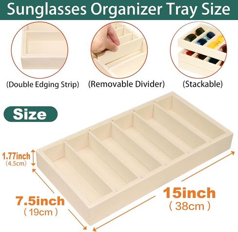 1 Pack Velvet Sunglasses Organizer Tray 6 Grid Sunglass Organizer Velvet Tray Multiple Eyeglasses Eyewear Display Case for Women/Men, Beige in Saudi Arabia