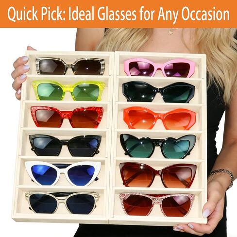 1 Pack Velvet Sunglasses Organizer Tray 6 Grid Sunglass Organizer Velvet Tray Multiple Eyeglasses Eyewear Display Case for Women/Men, Beige in Saudi Arabia
