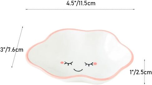 Cute Cloud Shape Ceramic Plate Decorative Ring Holder Small Jewelry Plate (Pink) in Kuwait