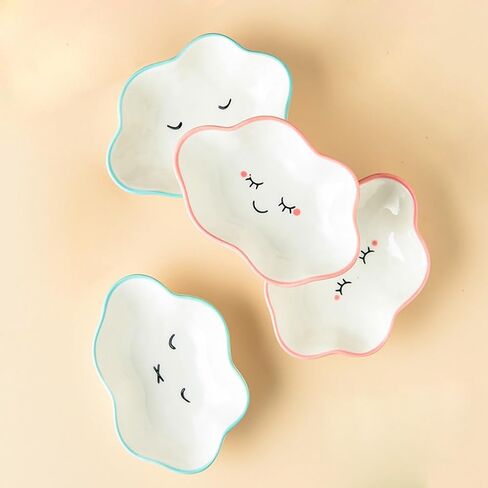 Cute Cloud Shape Ceramic Plate Decorative Ring Holder Small Jewelry Plate (Pink) in Kuwait