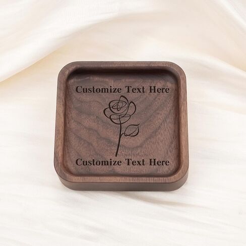 SOITIS Walnut Wooden Ring Tray Wedding Ring Dish Engagement Jewelry Dish for Couples Gift for Anniversary Christmas Birthday-Square in Saudi Arabia