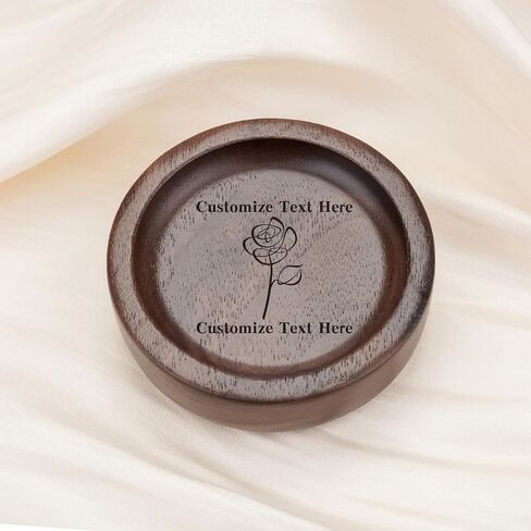 SOITIS Walnut Wooden Ring Tray Wedding Ring Dish Engagement Jewelry Dish for Couples Gift for Anniversary Christmas Birthday-Square in Saudi Arabia