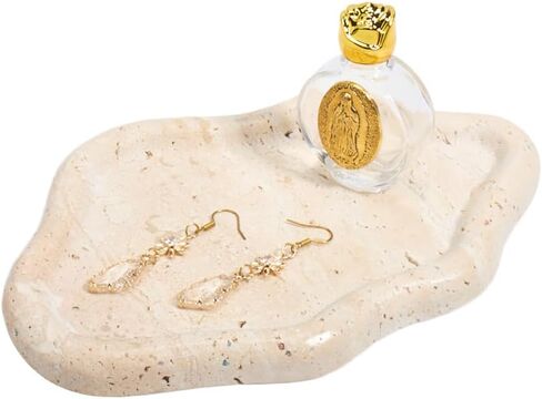 NBEADS Cloud Shape Jewelry Dish, 7.6×5.2inches Cloud Shape Travertine Jewelry Tray Beige Travertine Vanity Dish for Home Decor Coffee Table Dresser in Saudi Arabia