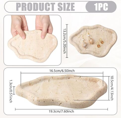 NBEADS Cloud Shape Jewelry Dish, 7.6×5.2inches Cloud Shape Travertine Jewelry Tray Beige Travertine Vanity Dish for Home Decor Coffee Table Dresser in Saudi Arabia