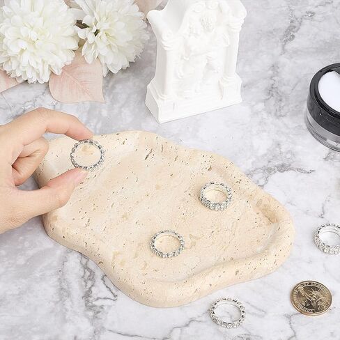 NBEADS Cloud Shape Jewelry Dish, 7.6×5.2inches Cloud Shape Travertine Jewelry Tray Beige Travertine Vanity Dish for Home Decor Coffee Table Dresser in Saudi Arabia