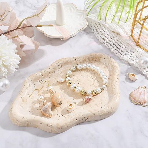 NBEADS Cloud Shape Jewelry Dish, 7.6×5.2inches Cloud Shape Travertine Jewelry Tray Beige Travertine Vanity Dish for Home Decor Coffee Table Dresser in Saudi Arabia