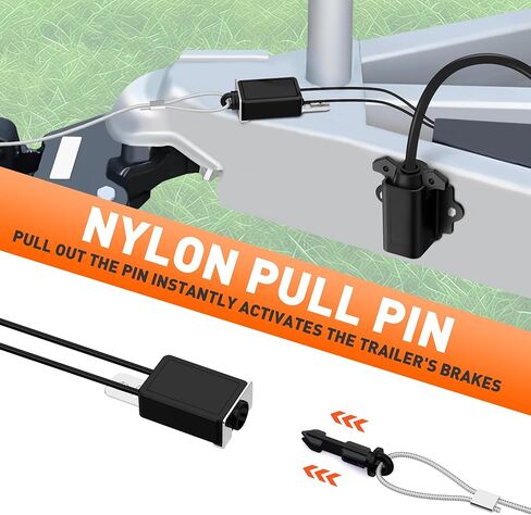 SnowyFox مقطورة الانفصال التبديل الطوارئ الكهربائية الفرامل التبديل، 4.7 FT الفرامل بعيدا مقطورة كابل مع 4 FT الحبل الصلب مضفر وحامل المكونات مقطورة لمقطورات السفر RV، RV سحب التبعي in Kuwait