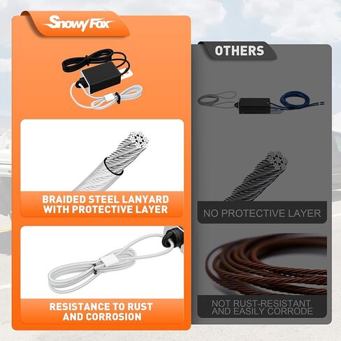 SnowyFox مقطورة الانفصال التبديل الطوارئ الكهربائية الفرامل التبديل، 4.7 FT الفرامل بعيدا مقطورة كابل مع 4 FT الحبل الصلب مضفر وحامل المكونات مقطورة لمقطورات السفر RV، RV سحب التبعي in Kuwait