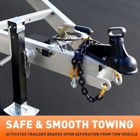SnowyFox مقطورة الانفصال التبديل الطوارئ الكهربائية الفرامل التبديل، 4.7 FT الفرامل بعيدا مقطورة كابل مع 4 FT الحبل الصلب مضفر وحامل المكونات مقطورة لمقطورات السفر RV، RV سحب التبعي in Kuwait