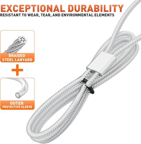 SnowyFox مقطورة الانفصال التبديل الطوارئ الكهربائية الفرامل التبديل، 4.7 FT الفرامل بعيدا مقطورة كابل مع 4 FT الحبل الصلب مضفر وحامل المكونات مقطورة لمقطورات السفر RV، RV سحب التبعي in Kuwait