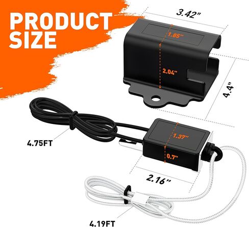 SnowyFox مقطورة الانفصال التبديل الطوارئ الكهربائية الفرامل التبديل، 4.7 FT الفرامل بعيدا مقطورة كابل مع 4 FT الحبل الصلب مضفر وحامل المكونات مقطورة لمقطورات السفر RV، RV سحب التبعي in Kuwait