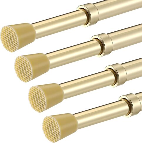 4 Pack Regular Duty Lightweight Tension Rod 7/16" Diameter Cafe Curtain Tension Rod Brass Color Small Tensions Rods Adjustable Curtain Rods(18-28inch) in Saudi Arabia
