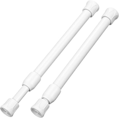 2 Pack Small Spring Tension Curtain Rod, Small Tension Curtain Rod No Drilling 7.28 to 11.8 Inch, Expandable Spring Loaded Curtains Rods for Windows,Kitchen,Closet,Cupboard,Door,Bookshelf (White) in Saudi Arabia