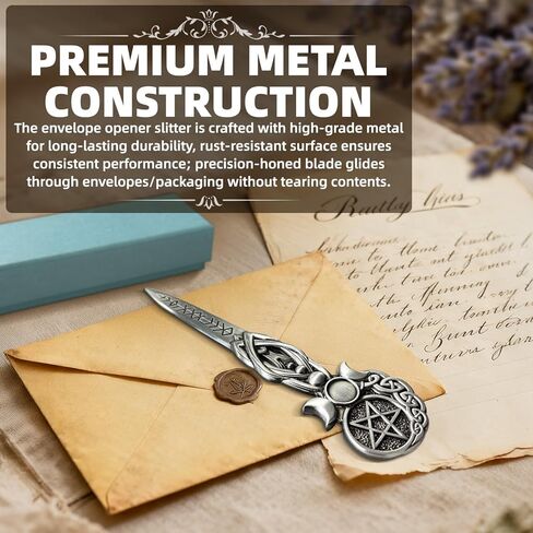 فتاحة حروف معدنية، فتاحة مظاريف كلاسيكية من Triplemoon، قاطع حروف فاخر مقاس 6.1 بوصة للنساء، أداة فتح البريد لمذبح المكتب المنزلي (فضي) in Kuwait