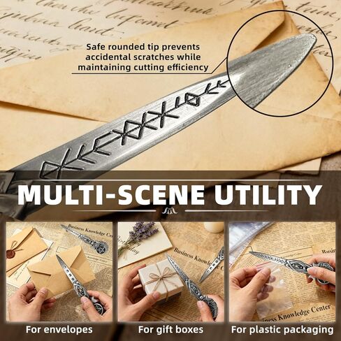 فتاحة حروف معدنية، فتاحة مظاريف كلاسيكية من Triplemoon، قاطع حروف فاخر مقاس 6.1 بوصة للنساء، أداة فتح البريد لمذبح المكتب المنزلي (فضي) in Kuwait