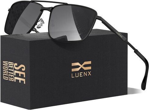 نظارات شمسية مستقطبة مستطيلة الشكل من LUENX للرجال، ظلال قيادة مربعة الشكل، حماية من الأشعة فوق البنفسجية 400 in Saudi Arabia