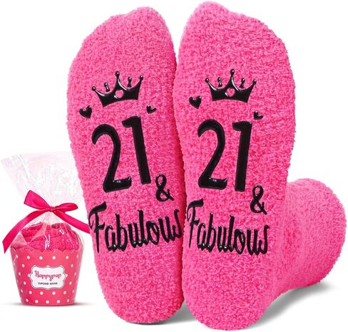 HAPPYPOP Birthday Gift Ideas for Women - 20 21 25 30 35 Year Old Birthday Socks in Saudi Arabia