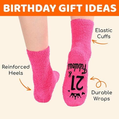 HAPPYPOP Birthday Gift Ideas for Women - 20 21 25 30 35 Year Old Birthday Socks in Saudi Arabia