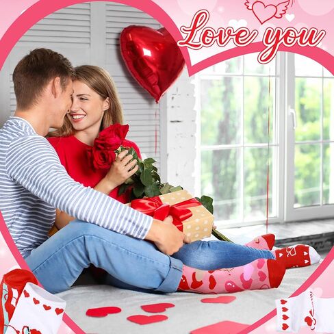 12 Pair Valentine's Day Socks for Women, Heart Love Bear Lip Cupid Rose Gift Patterned Socks for Mom Friends Sister (Cupid) in Saudi Arabia
