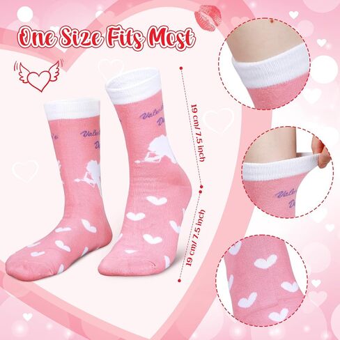 12 Pair Valentine's Day Socks for Women, Heart Love Bear Lip Cupid Rose Gift Patterned Socks for Mom Friends Sister (Cupid) in Saudi Arabia