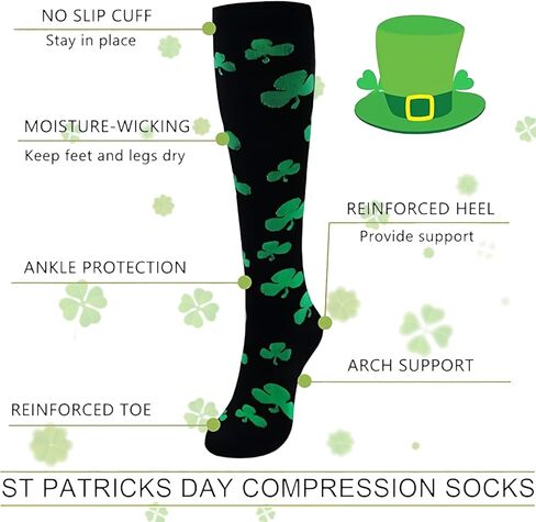 St. Patrick‘s Day Lucky Charm Set 2026: Shamrock Knee High Socks, Green Clover Glasses | Matching Irish Party Outfit Bundle for Women, Irish Party Outfit Bundle, Festival, Festival & Photoshoot in Saudi Arabia