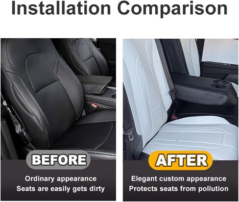 HANSSHOW Seat Covers for Cybertruck Full Coverage Nappa Leather Seat Cover Set with Armrest Cover for Cybertruck Accessories in Kuwait