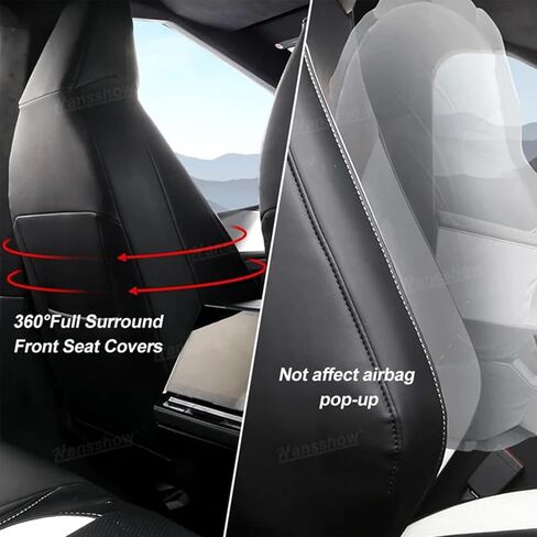 HANSSHOW Seat Covers for Cybertruck Full Coverage Nappa Leather Seat Cover Set with Armrest Cover for Cybertruck Accessories in Kuwait