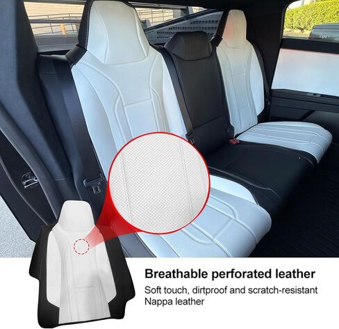 HANSSHOW Seat Covers for Cybertruck Full Coverage Nappa Leather Seat Cover Set with Armrest Cover for Cybertruck Accessories in Kuwait