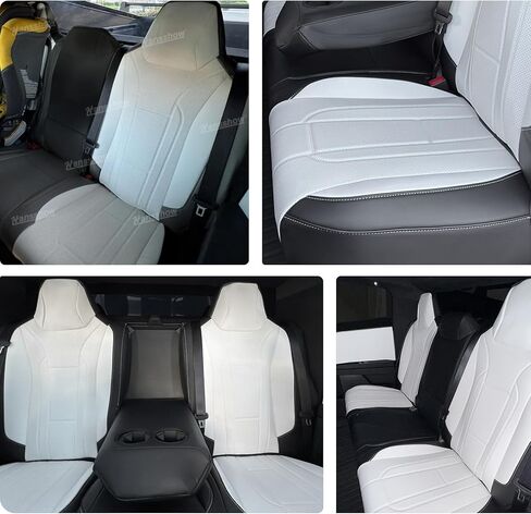 HANSSHOW Seat Covers for Cybertruck Full Coverage Nappa Leather Seat Cover Set with Armrest Cover for Cybertruck Accessories in Kuwait