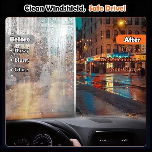 Glass Oil Film Remover for Car, Glass Compound with Cleaning Board, Oil Film Remover for Car Windshields and Windows,Removes oil film & Smudges, Improve Windshield Clarity for Safe Driving in Saudi Arabia