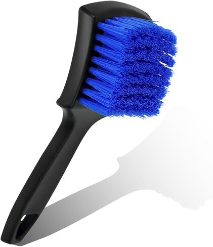 Car Wheel Brush, Stiff Bristle Short Handle Scrub Tire & Wheel Rim Brush, No-Scratch Carpet/Floor Mat Detailing Tool, Auto Interior and Exterior Cleaning Supply for Vehicle, Home (Black) in Saudi Arabia