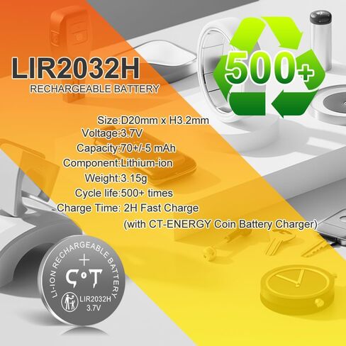بطاريات Lir 2032h قابلة لإعادة الشحن مع طقم شاحن 4 خليج، شاحن بطارية خلية زر عملة مع صندوق تخزين مقاوم للأطفال، بطارية قابلة لإعادة الشحن 3.7 فولت 2032 استبدال CR2032 in Kuwait