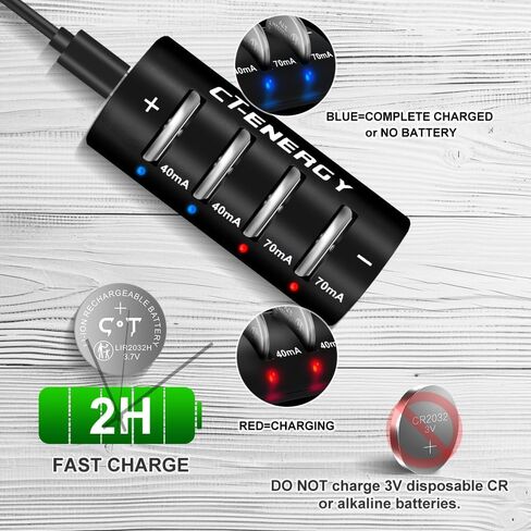 بطاريات Lir 2032h قابلة لإعادة الشحن مع طقم شاحن 4 خليج، شاحن بطارية خلية زر عملة مع صندوق تخزين مقاوم للأطفال، بطارية قابلة لإعادة الشحن 3.7 فولت 2032 استبدال CR2032 in Kuwait