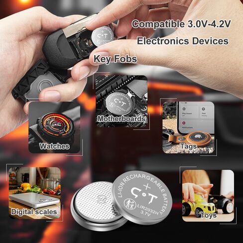 بطاريات Lir 2032h قابلة لإعادة الشحن مع طقم شاحن 4 خليج، شاحن بطارية خلية زر عملة مع صندوق تخزين مقاوم للأطفال، بطارية قابلة لإعادة الشحن 3.7 فولت 2032 استبدال CR2032 in Kuwait