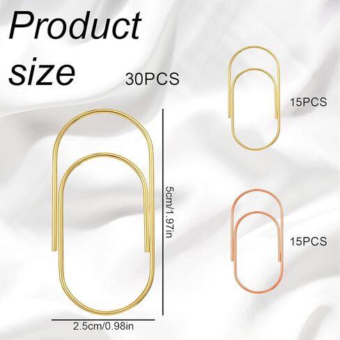 30 Pcs Jumbo Paper Clips Oversized 2 Inch Paperclips Large Paper Clips Non Skid Smooth Finish Steel Wire Office Supply Planner Invitation Accessories(Gold, Rose Gold) in Saudi Arabia