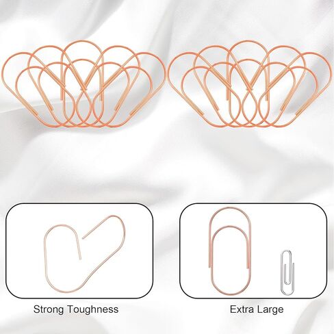30 Pcs Jumbo Paper Clips Oversized 2 Inch Paperclips Large Paper Clips Non Skid Smooth Finish Steel Wire Office Supply Planner Invitation Accessories(Gold, Rose Gold) in Saudi Arabia