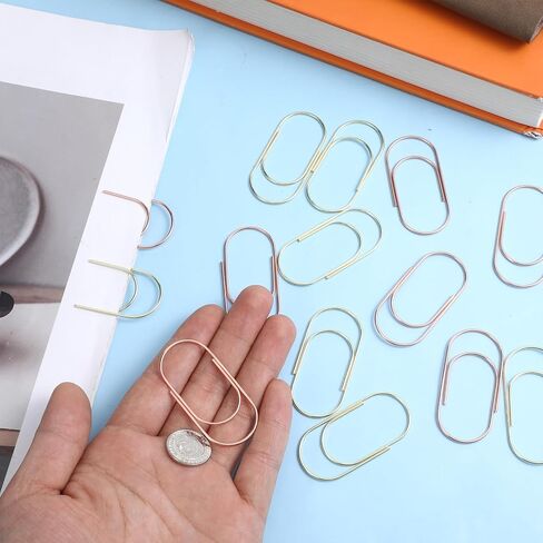 30 Pcs Jumbo Paper Clips Oversized 2 Inch Paperclips Large Paper Clips Non Skid Smooth Finish Steel Wire Office Supply Planner Invitation Accessories(Gold, Rose Gold) in Saudi Arabia