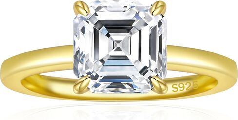3CT 925 Sterling Silver Engagement Rings for Women Asscher Cut Solitaire Cubic Zirconia Wedding Promise Rings for Her Size 4-11 in Saudi Arabia