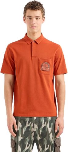 Armani Exchange Men's Semi Circle Regular Fit Logo Piquet Polo in Saudi Arabia