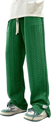 Men's Cable Knit Sweatpants Drawstring Textured Baggy Sweat Pants Activewear in Saudi Arabia
