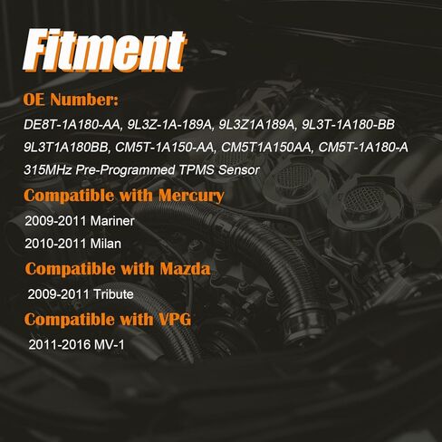 Pre-Programmed TPMS Sensor Tire Pressure Monitoring Sensor DE8T-1A180-AA fit for Ford C-Max Edge Escape Expedition Explorer F150 Flex Ranger Focus Taurus, fit for Lincoln Town Car - 315MHz (4) in Saudi Arabia